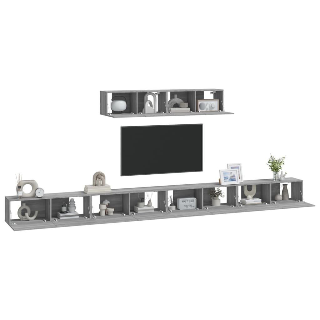 Set di Mobili Porta TV 6 pz Grigio Sonoma in Legno Multistrato cod mxl 20690