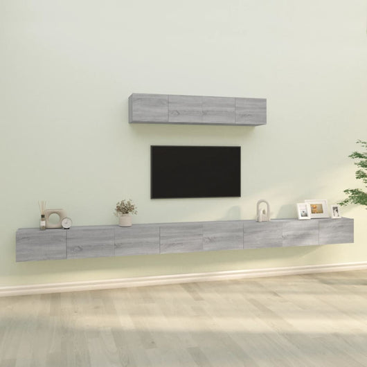 Set di Mobili Porta TV 6 pz Grigio Sonoma in Legno Multistrato cod mxl 20690