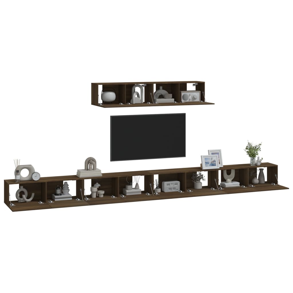 Set Mobili Porta TV 6 pz Rovere Marrone in Legno Multistrato cod mxl 71304