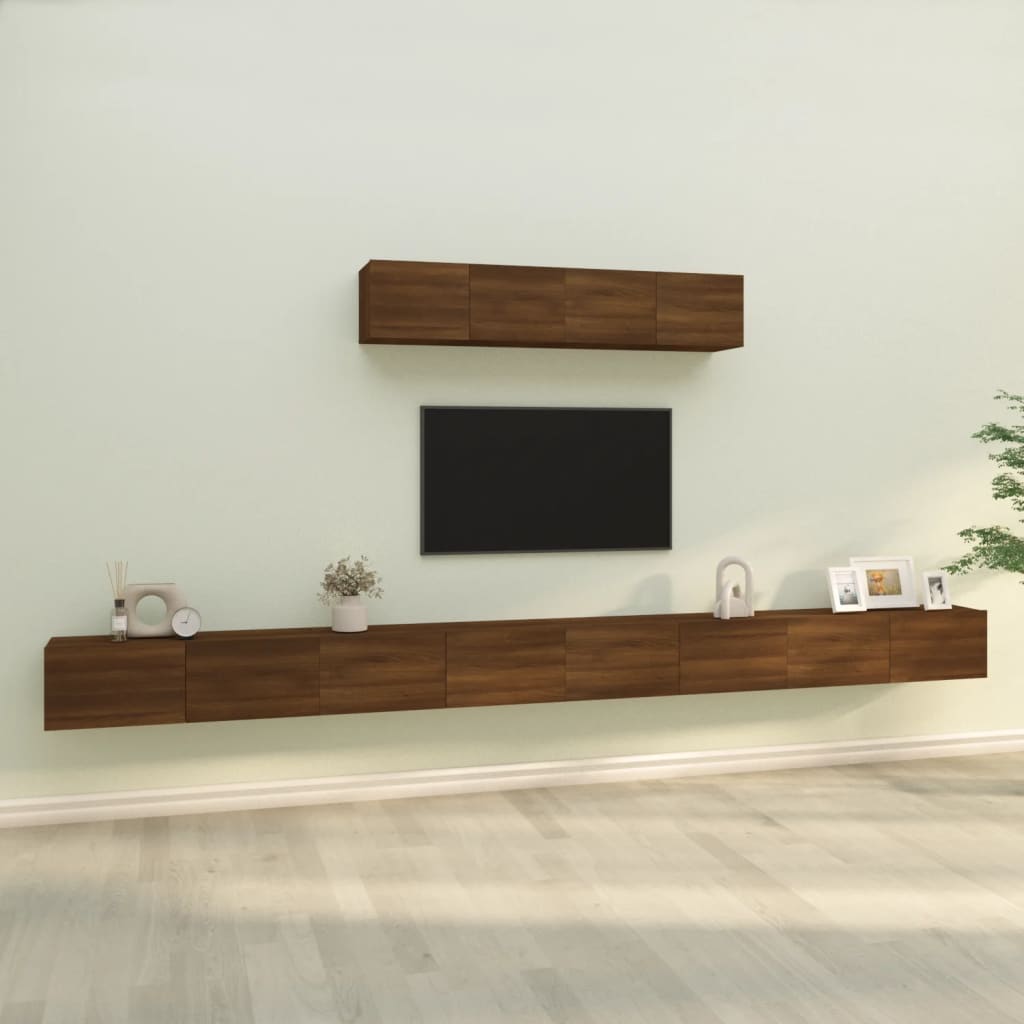 Set Mobili Porta TV 6 pz Rovere Marrone in Legno Multistrato 3114613