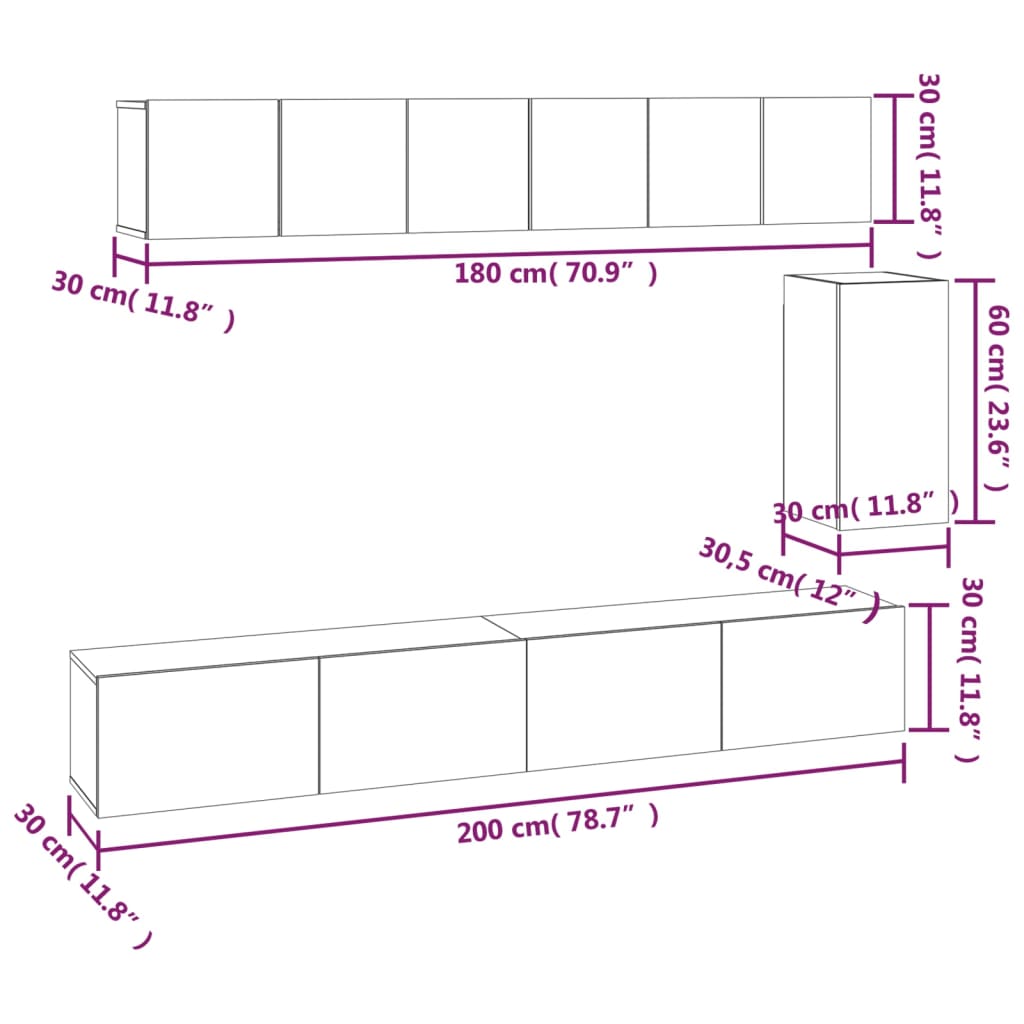 Set di Mobili Porta TV 6 pz Rovere Sonoma in Legno Multistrato 3114616