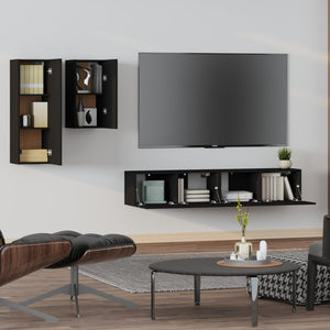 Set Mobili Porta TV 4 pz Nero in Legno Multistrato 3114623