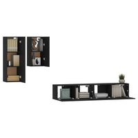 Set Mobili Porta TV 4 pz Nero in Legno Multistrato 3114623