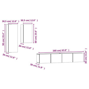 Set Mobili Porta TV 4 pz Nero in Legno Multistrato 3114623