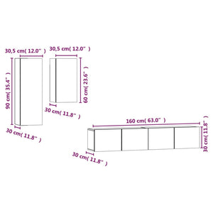 Set di Mobili Porta TV 4 pz Rovere Sonoma in Legno Multistrato cod mxl 10018