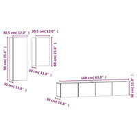 Set di Mobili Porta TV 4 pz Rovere Fumo in Legno Multistrato 3114627