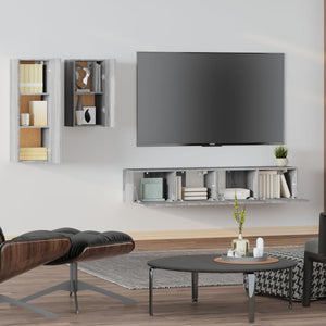 Set di Mobili Porta TV 4 pz Grigio Sonoma in Legno Multistrato cod mxl 20259