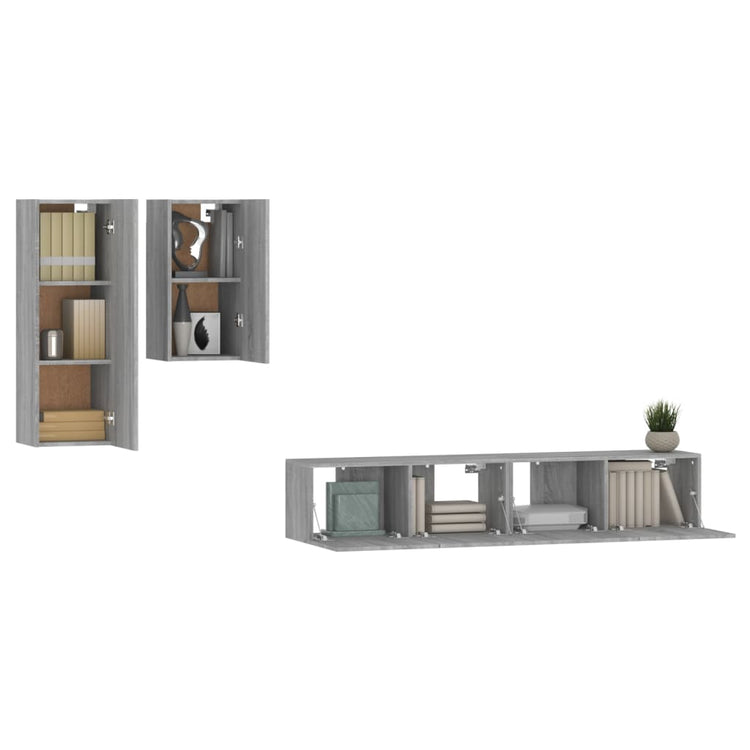 Set di Mobili Porta TV 4 pz Grigio Sonoma in Legno Multistrato cod mxl 20259