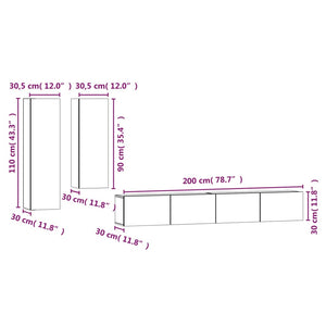 Set di Mobili Porta TV 4 pz Bianco in Legno Multistrato cod mxl 58485