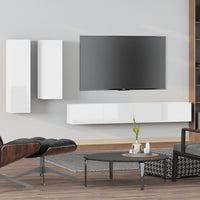 Set di Mobili Porta TV 4 pz Bianco Lucido in Legno Multistrato 3114634