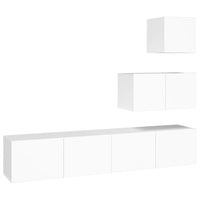 Set di Mobili Porta TV 4 pz Bianco in Legno Multistrato cod mxl 15279