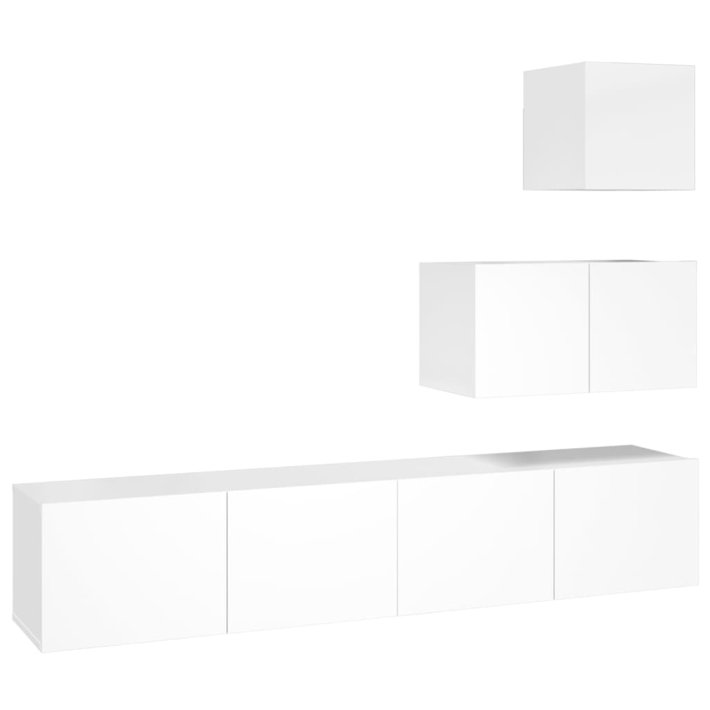 Set di Mobili Porta TV 4 pz Bianco Lucido in Legno Multistrato 3114642