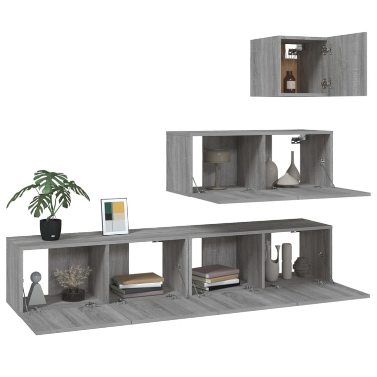 Set di Mobili Porta TV 4 pz Grigio Sonoma in Legno Multistrato cod mxl 20232