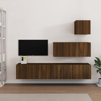 Set Mobili Porta TV 4 pz Rovere Marrone in Legno Multistrato cod mxl 9024