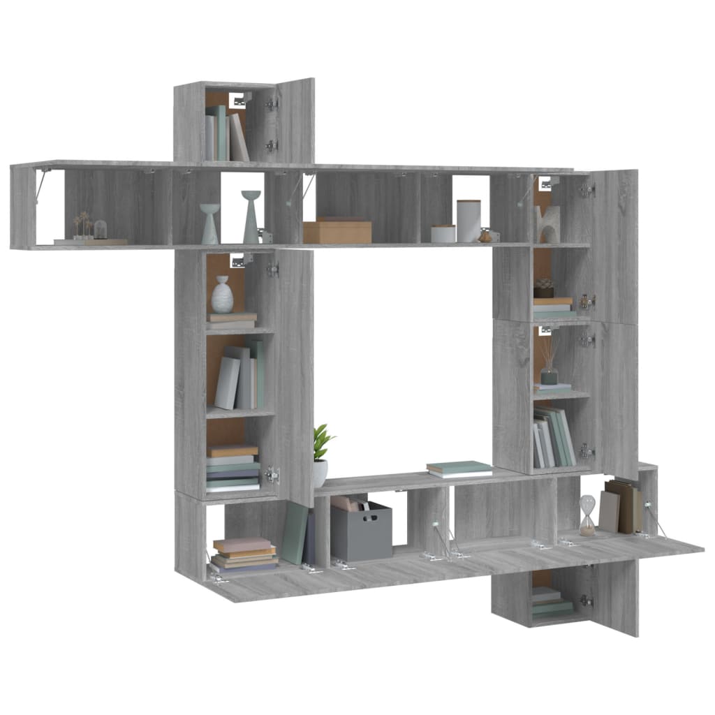 Set di Mobili Porta TV 9 pz Grigio Sonoma in Legno Multistrato 3114660