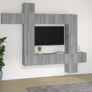 Set di Mobili Porta TV 9 pz Grigio Sonoma in Legno Multistrato 3114660