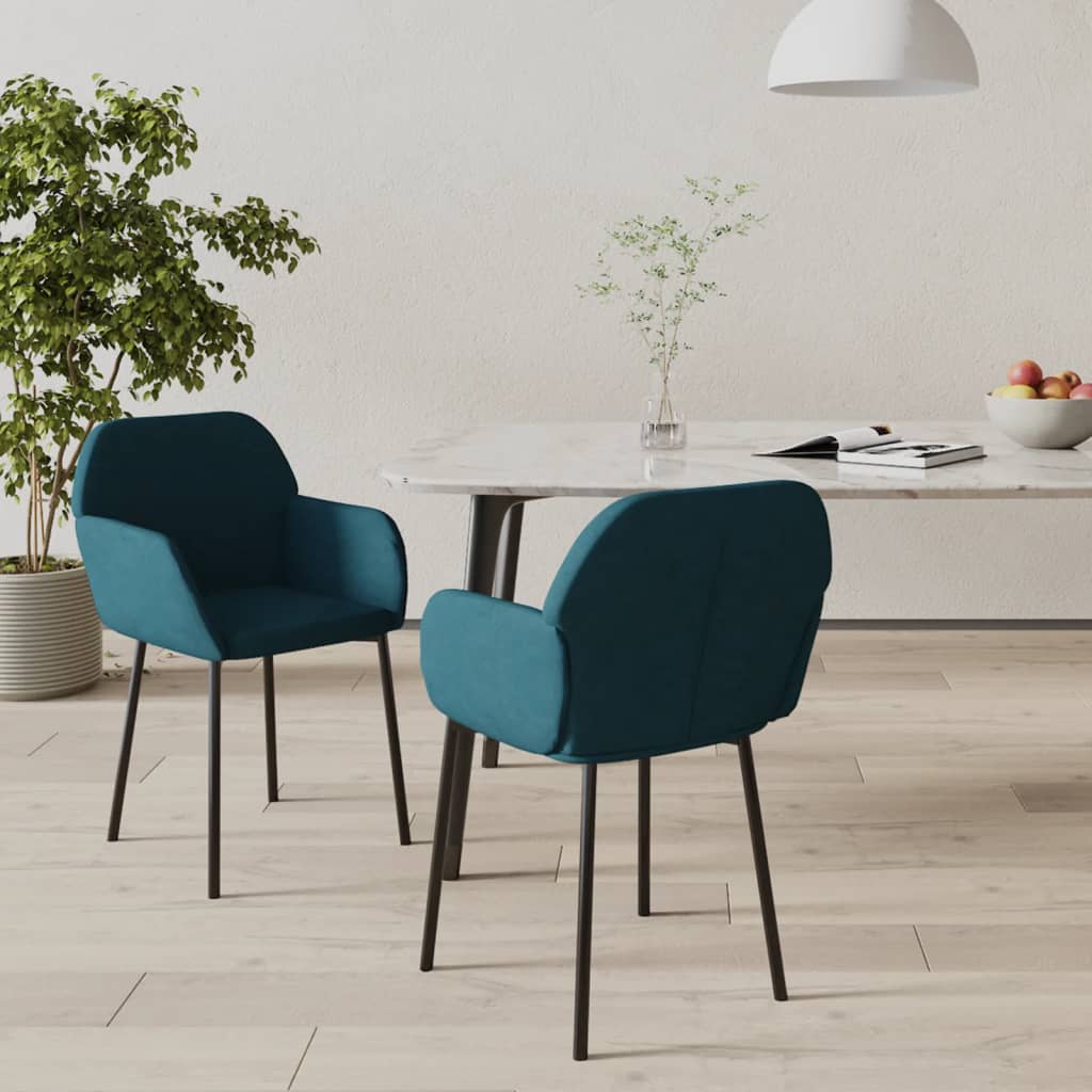 Sedie da Pranzo 2 pz Blu in Velluto 344700