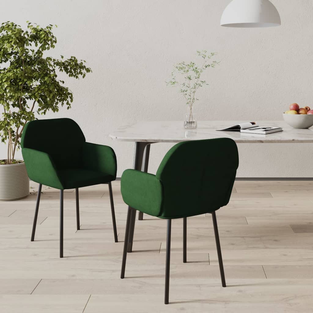 Sedie da Pranzo 2 pz Verde Scuro in Velluto 344703