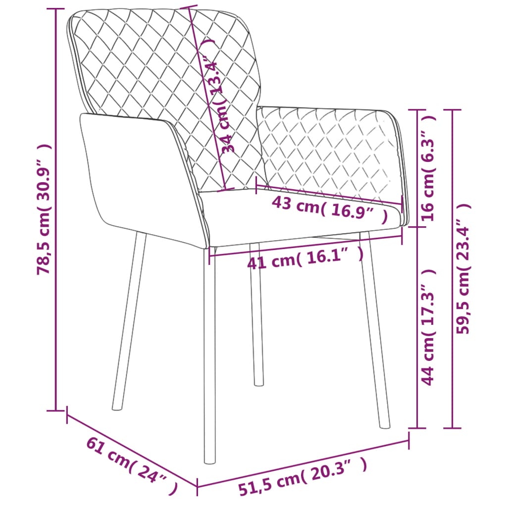 Sedie da Pranzo 2 pz Blu in Velluto 344778