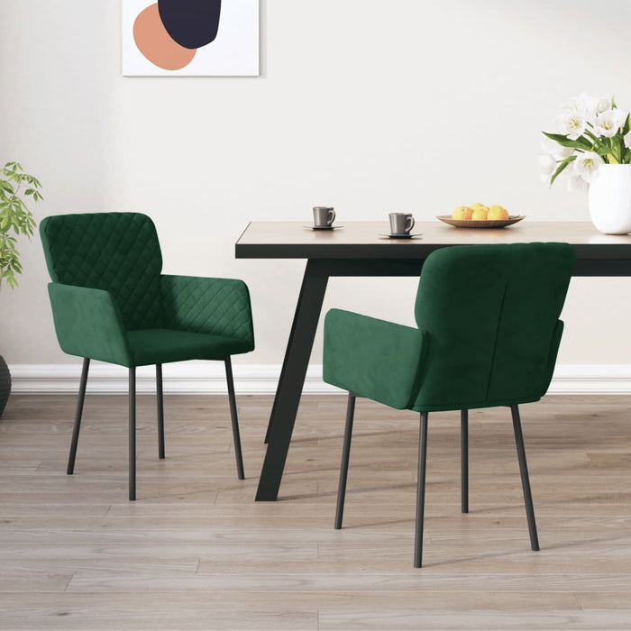 Sedie da Pranzo 2 pz Verde Scuro in Vellutocod mxl 71497