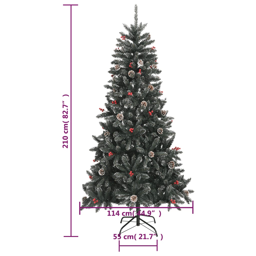 Albero di Natale Artificiale con Base Verde 210 cm PVC 345181