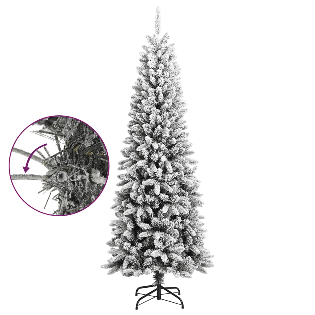 Albero di Natale Artificiale con Neve Floccata 210 cm PVC e PE cod mxl 22027