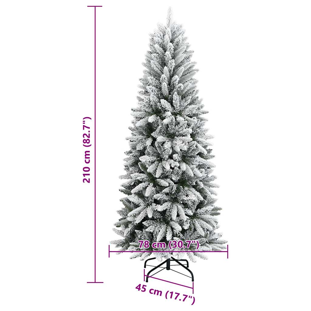 Albero di Natale Artificiale con Neve Floccata 210 cm PVC e PE cod mxl 22027