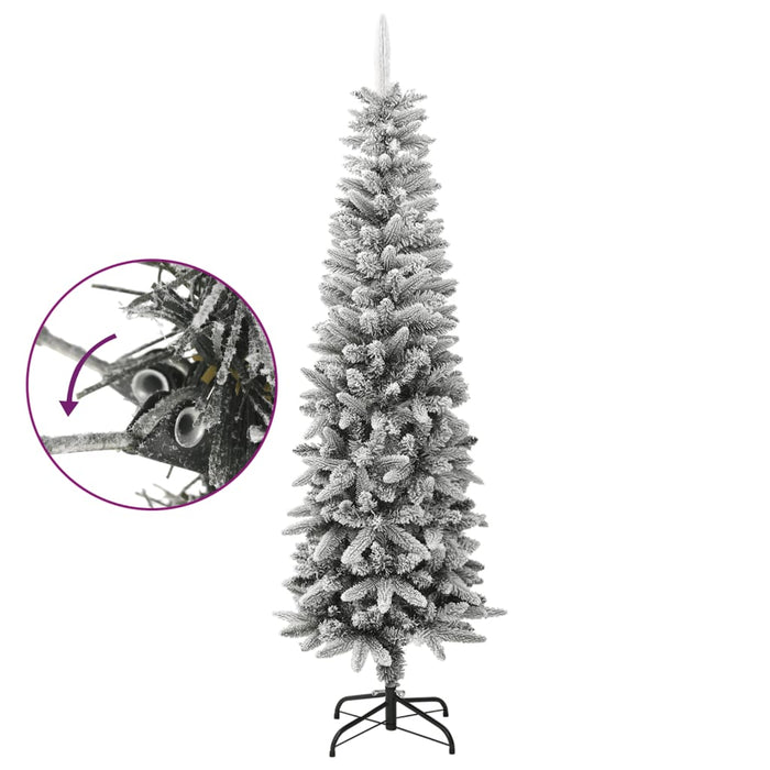 Albero Natale Artificiale Sottile Neve Floccata 180cm PVC e PE cod mxl 15824