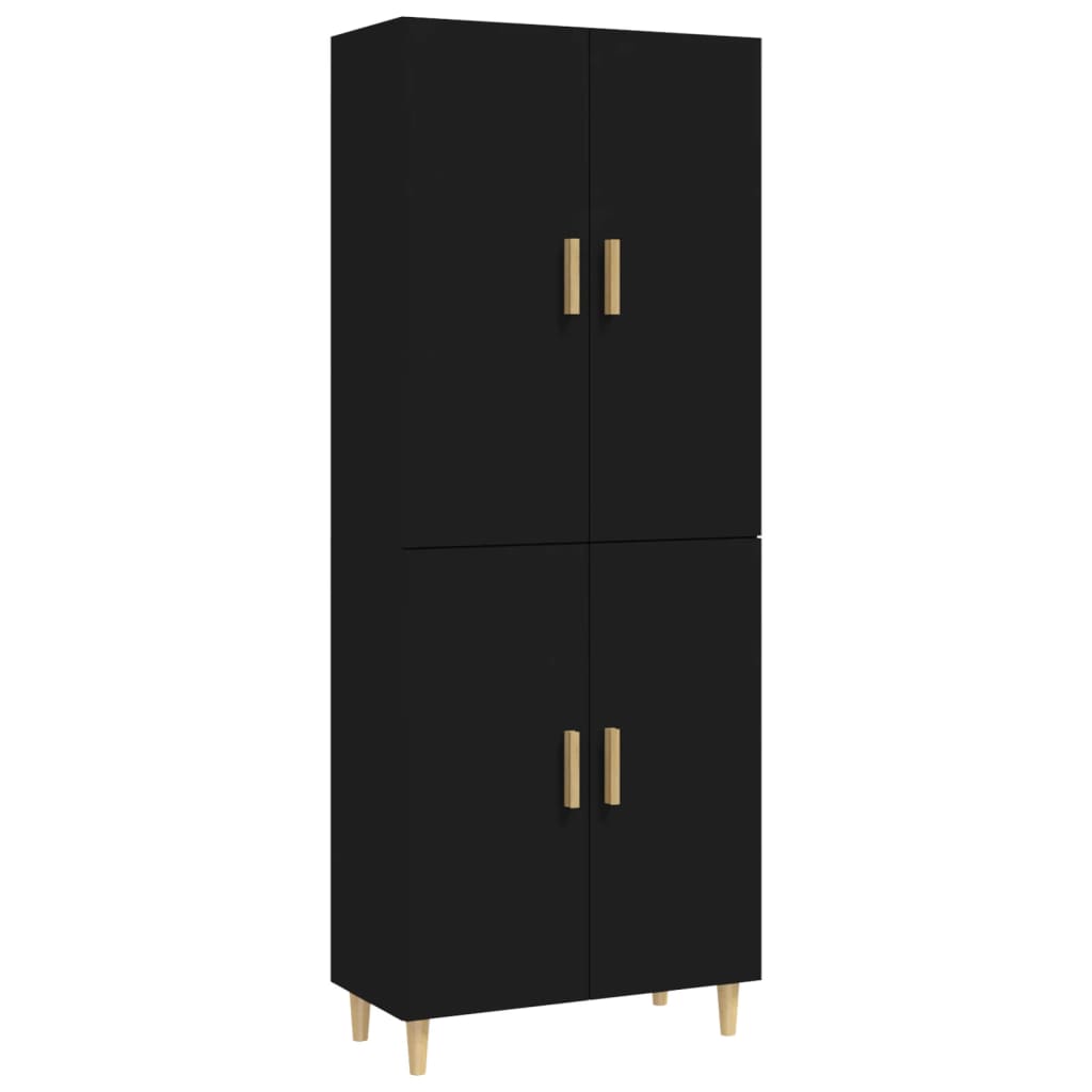 Credenza Nera 70x34x180 cm in Legno Multistrato