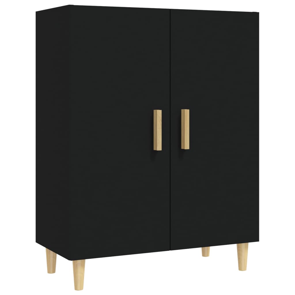 Credenza Nera 70x34x180 cm in Legno Multistrato