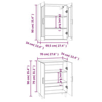 Credenza Nera 70x34x180 cm in Legno Multistrato