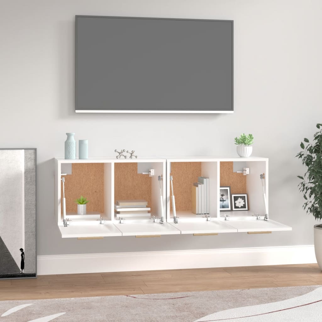 Mobili Parete 2 pz Bianco 60x36,5x35 cm Legno Multistrato