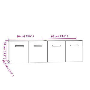 Mobili Parete 2 pz Bianco 60x36,5x35 cm Legno Multistrato