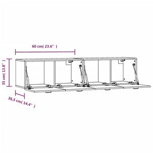 Mobili Parete 2 pz Bianco 60x36,5x35 cm Legno Multistrato cod mxl 38392