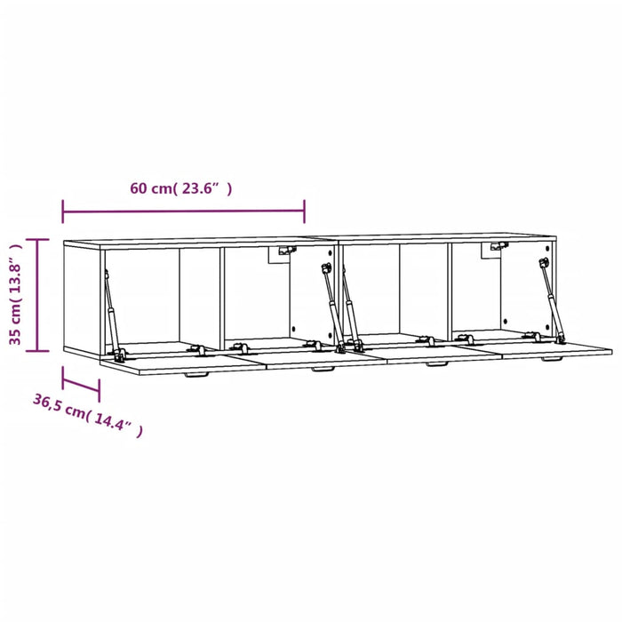 Mobili Parete 2 pz Bianco 60x36,5x35 cm Legno Multistrato cod mxl 38392