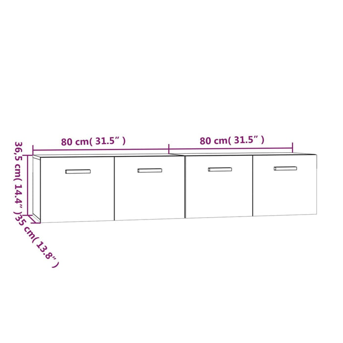 Mobili Parete 2 pz Grigio Cemento 80x35x36,5 cm in Multistrato