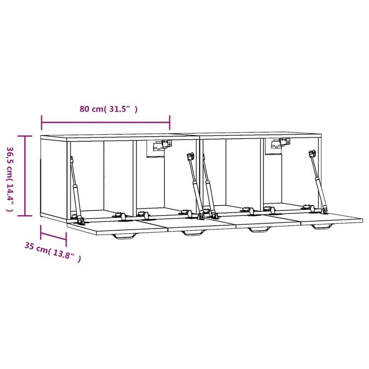 Mobili Parete 2 pz Neri 80x35x36,5 cm in Legno Multistrato 3115653