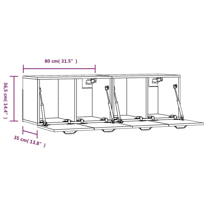 Mobili Parete 2 pz Bianco Lucido 80x36,5x35cm Legno Multistrato cod 11118