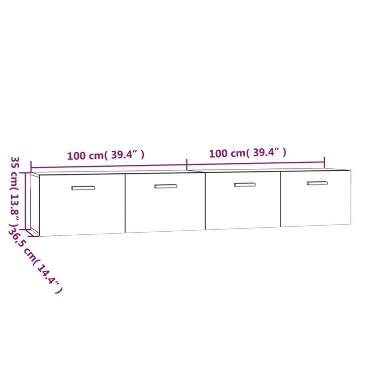 Mobili Parete 2pz Bianco 100x36,5x35 cm in Legno Multistrato cod mxl 44798