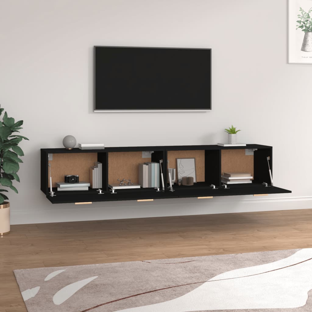 Mobili Parete 2 pz Neri 100x36,5x35 cm in Legno Multistrato