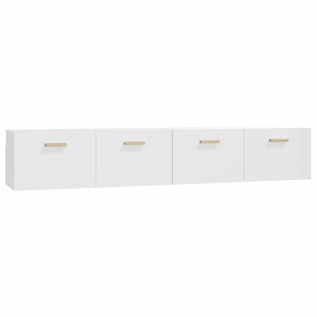 Mobili Parete 2pz Bianco Lucido 100x36,5x35cm Legno Multistrato