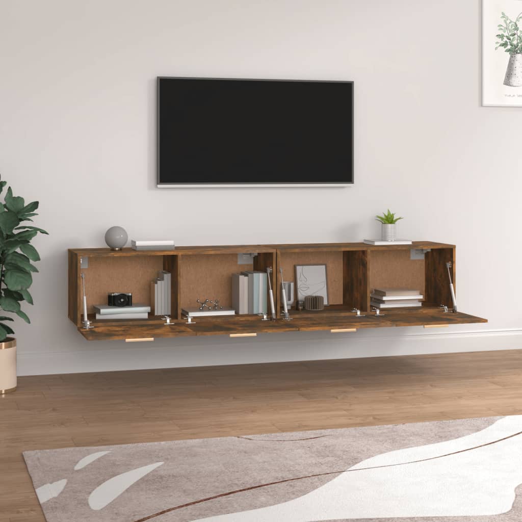 Mobili Parete 2 pz Rovere Fumo 100x36,5x35 cm Legno Multistrato cod mxl 39058