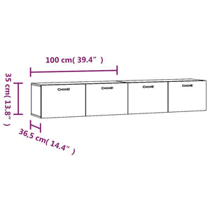 Mobili Parete 2 pz Neri 100x36,5x35 cm in Legno Multistrato cod mxl 46782