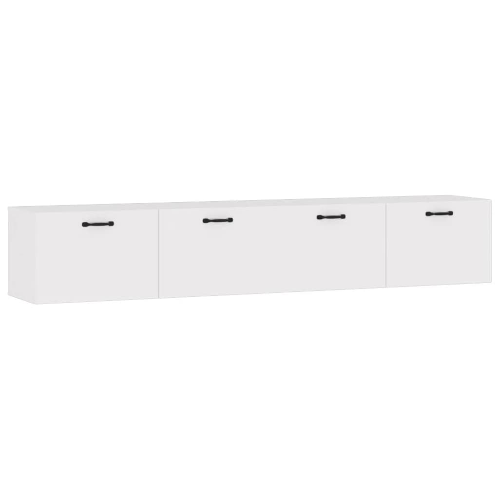 Mobili Parete 2pz Bianco Lucido 100x36,5x35cm Legno Multistrato