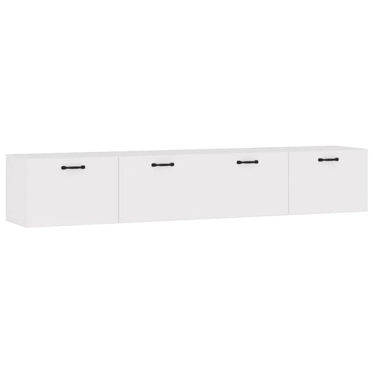 Mobili Parete 2pz Bianco Lucido 100x36,5x35cm Legno Multistrato