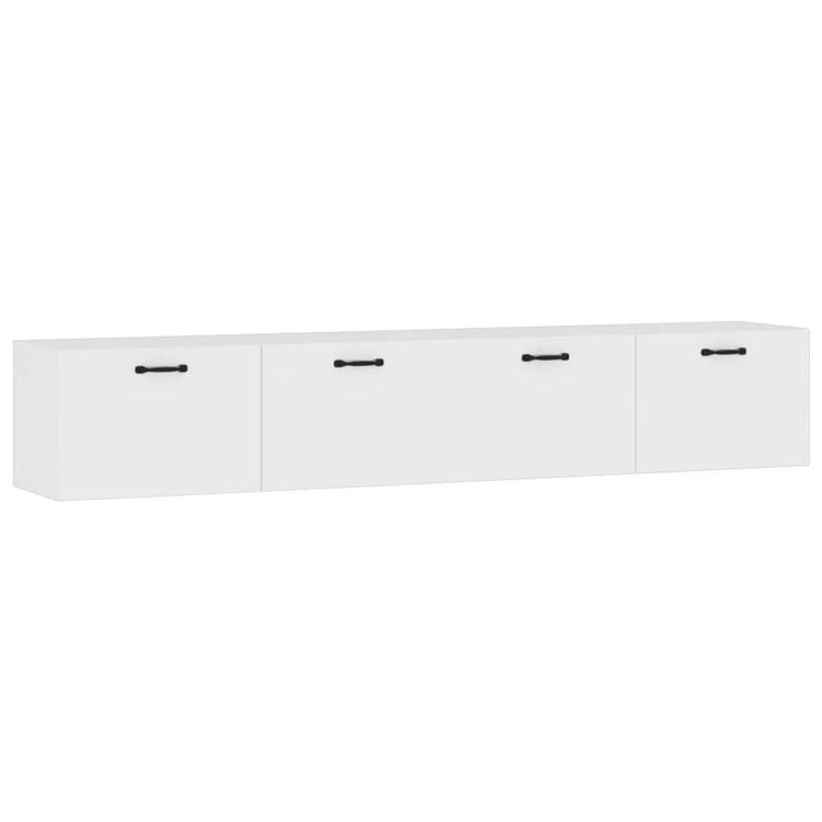 Mobili Parete 2pz Bianco Lucido 100x36,5x35cm Legno Multistrato