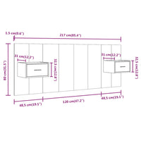 Testiera Letto con Comodini in Legno Multistrato Rovere Fumo cod mxl 52161