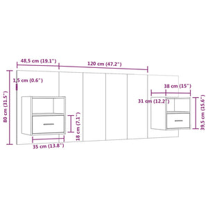 Testiera per Letto con Comodini in Legno Multistrato Nero 3115693