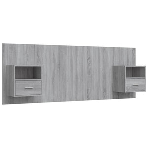 Testiera Letto con Comodini in Legno Multistrato Grigio Sonoma 3115698