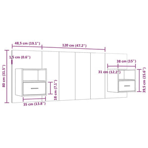 Testiera Letto con Comodini in Legno Multistrato Grigio Sonoma cod mxl 51010